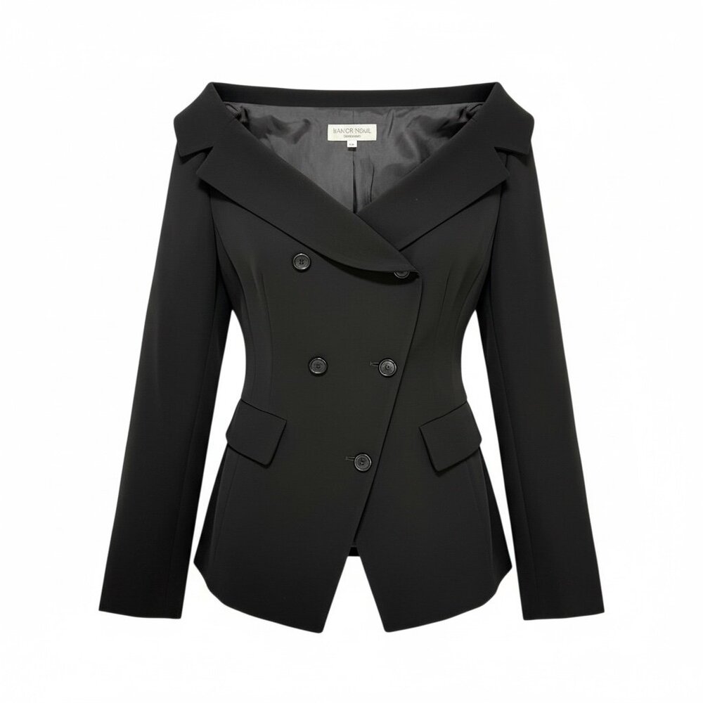 IVAN GRUNDAHL Copehagen Black Portrait Collar Double Breast Blaze